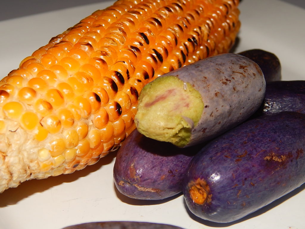 Ube pear and roasted corn